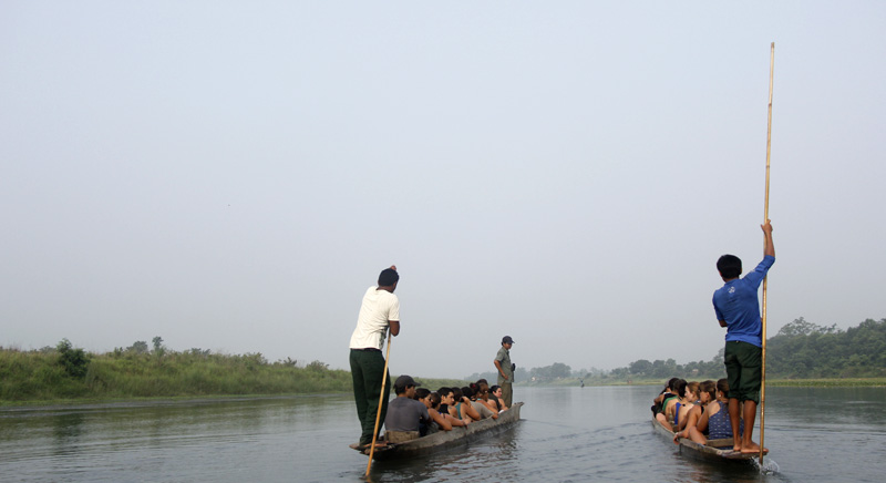Canoe ride in budhi rapti river